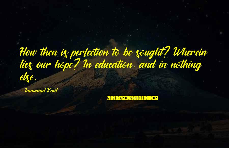 Life Treating Quotes By Immanuel Kant: How then is perfection to be sought? Wherein