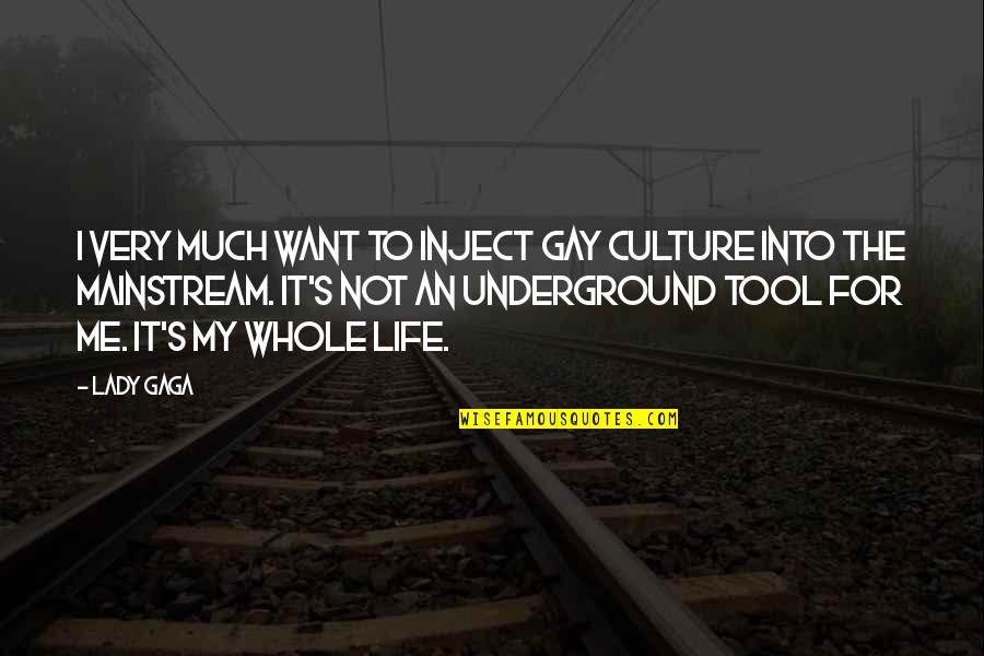 Life Underground Quotes By Lady Gaga: I very much want to inject gay culture Life Underground Quotes By Lady Gaga: I very much want to inject gay culture