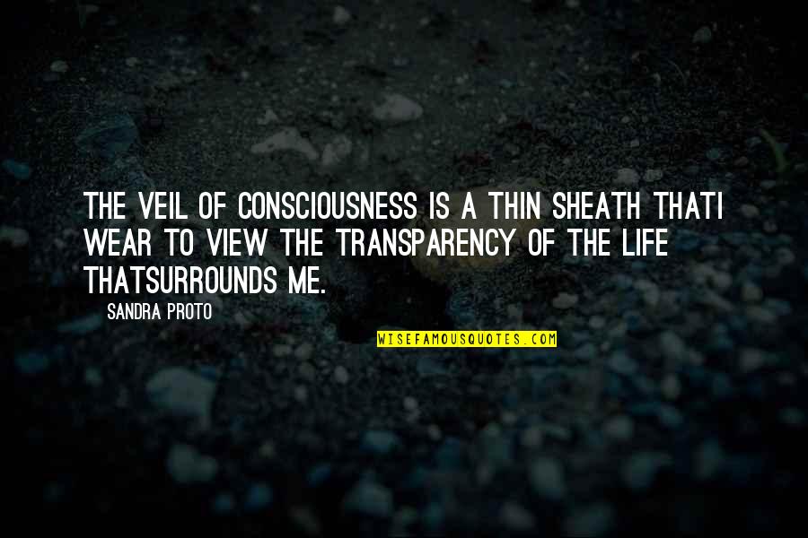Life View Quotes By Sandra Proto: The Veil of Consciousness is a thin sheath Life View Quotes By Sandra Proto: The Veil of Consciousness is a thin sheath
