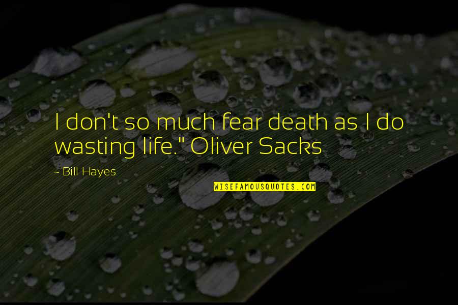 Life Wasting Quotes By Bill Hayes: I don't so much fear death as I