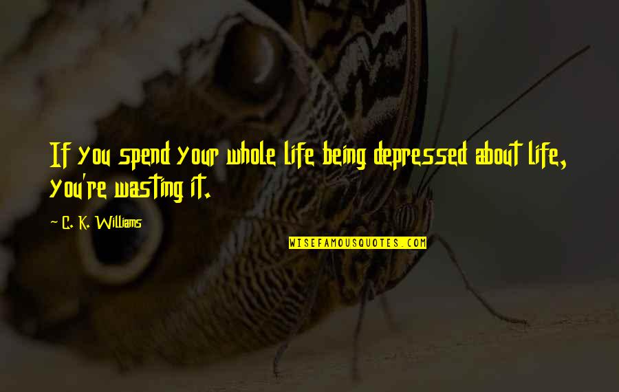 Life Wasting Quotes By C. K. Williams: If you spend your whole life being depressed