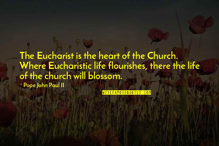 Life Where The Heart Quotes By Pope John Paul II: The Eucharist is the heart of the Church. Life Where The Heart Quotes By Pope John Paul II: The Eucharist is the heart of the Church.