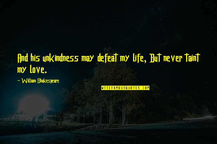 Life William Shakespeare Quotes By William Shakespeare: And his unkindness may defeat my life, But