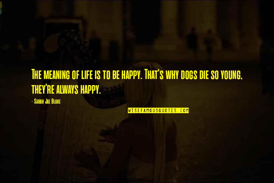 Life With Dogs Quotes By Sarah Jae Blake: The meaning of life is to be happy.