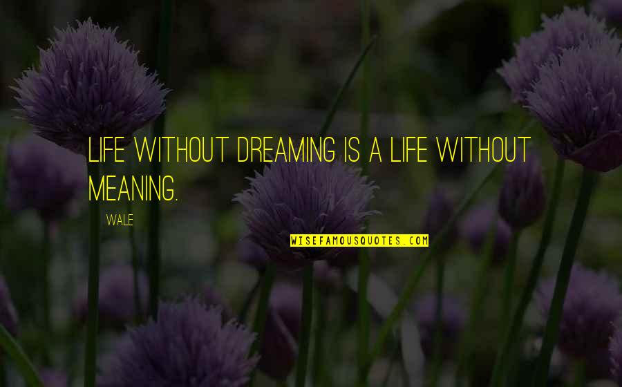 Life Without Dream Quotes By Wale: Life without dreaming is a life without meaning.