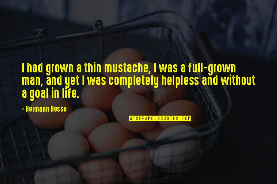 Life Without Goal Quotes By Hermann Hesse: I had grown a thin mustache, I was Life Without Goal Quotes By Hermann Hesse: I had grown a thin mustache, I was