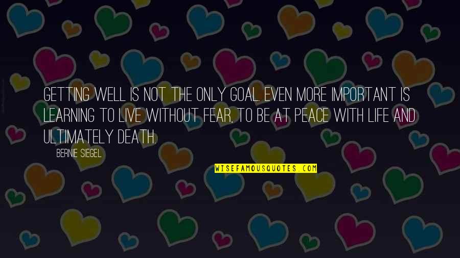 Life Without Peace Quotes By Bernie Siegel: Getting well is not the only goal. Even