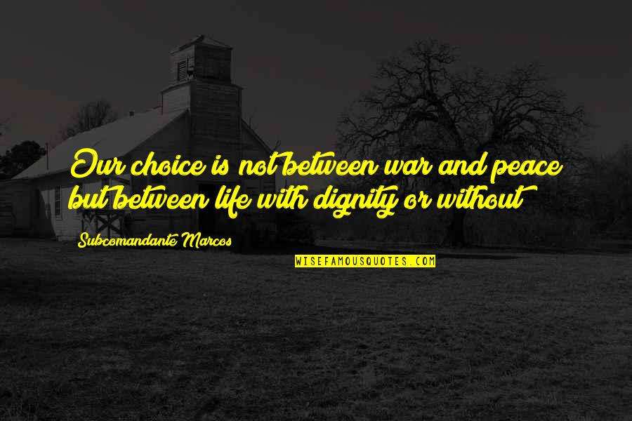 Life Without Peace Quotes By Subcomandante Marcos: Our choice is not between war and peace
