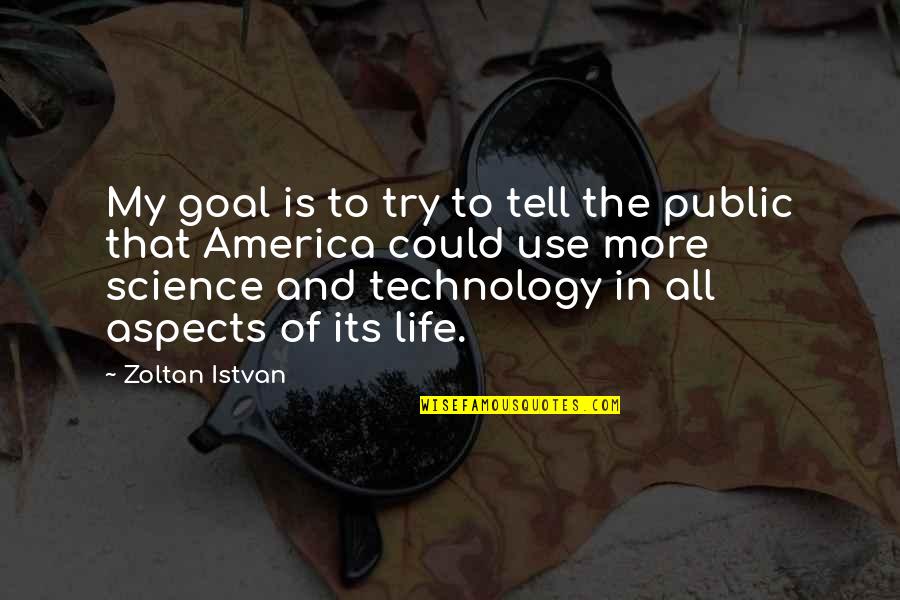 Life Without Technology Quotes By Zoltan Istvan: My goal is to try to tell the