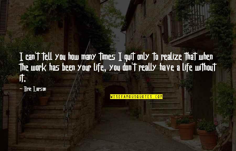 Life Without Work Quotes By Brie Larson: I can't tell you how many times I