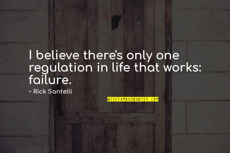 Life Works Quotes By Rick Santelli: I believe there's only one regulation in life