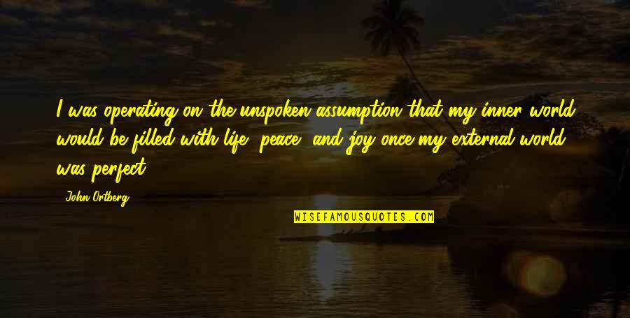 Life Would Be Perfect Quotes By John Ortberg: I was operating on the unspoken assumption that