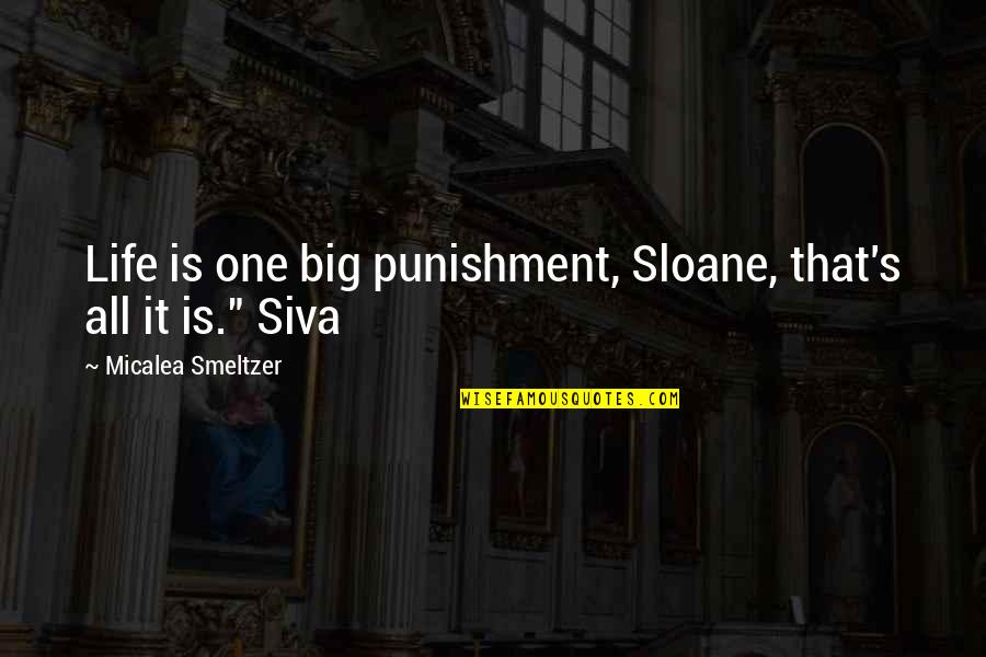 Lifes Changes Quotes By Micalea Smeltzer: Life is one big punishment, Sloane, that's all