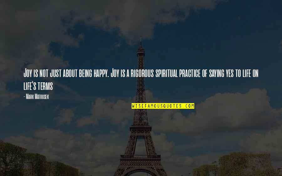 Life's Happy Quotes By Mark Matousek: Joy is not just about being happy. Joy Life's Happy Quotes By Mark Matousek: Joy is not just about being happy. Joy