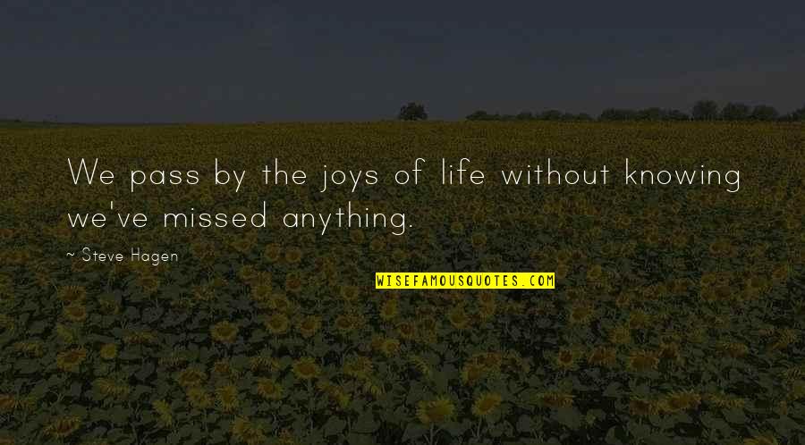 Life's Joys Quotes By Steve Hagen: We pass by the joys of life without