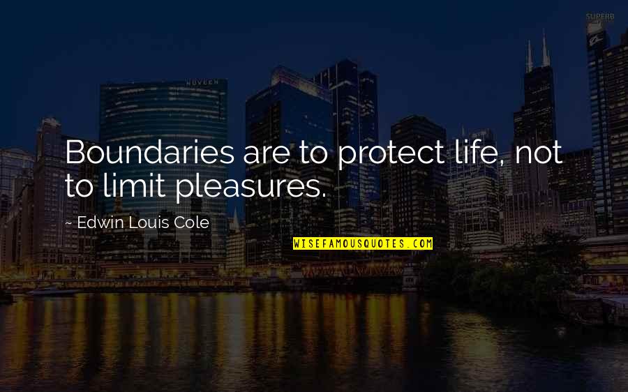 Life's Pleasures Quotes By Edwin Louis Cole: Boundaries are to protect life, not to limit