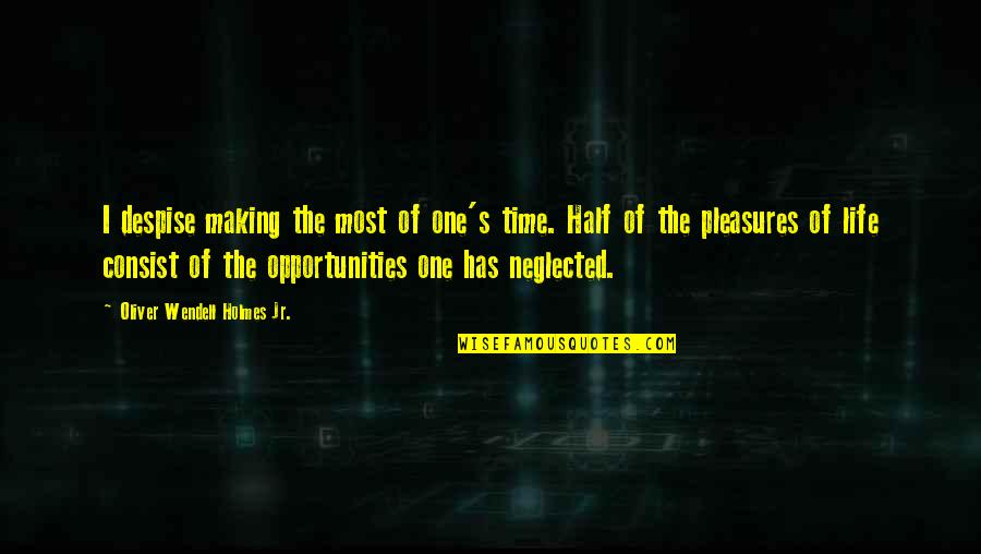 Life's Pleasures Quotes By Oliver Wendell Holmes Jr.: I despise making the most of one's time.