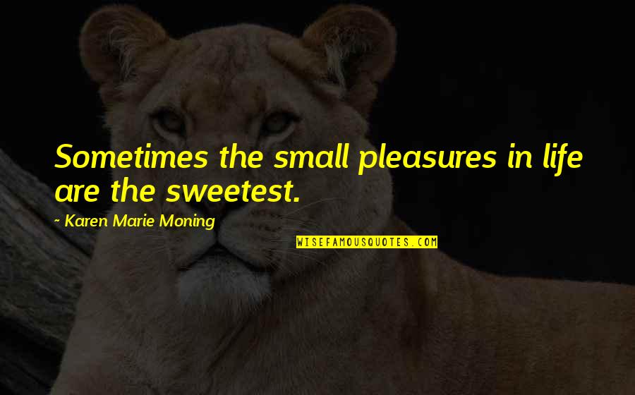 Life's Small Pleasures Quotes By Karen Marie Moning: Sometimes the small pleasures in life are the