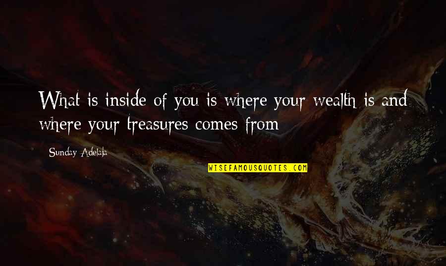 Life's Treasures Quotes By Sunday Adelaja: What is inside of you is where your