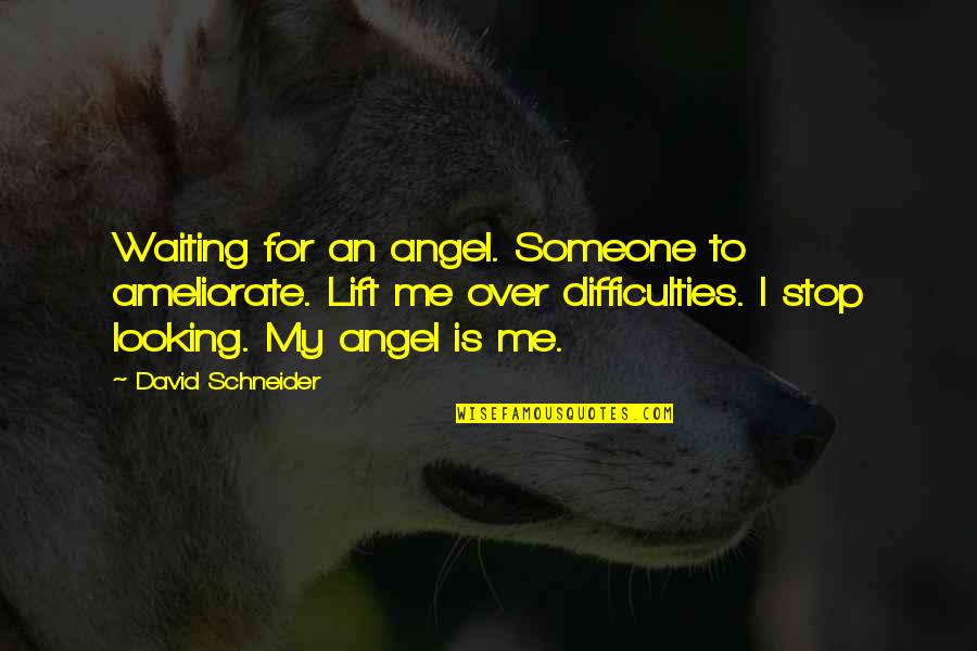 Lift Me Quotes By David Schneider: Waiting for an angel. Someone to ameliorate. Lift