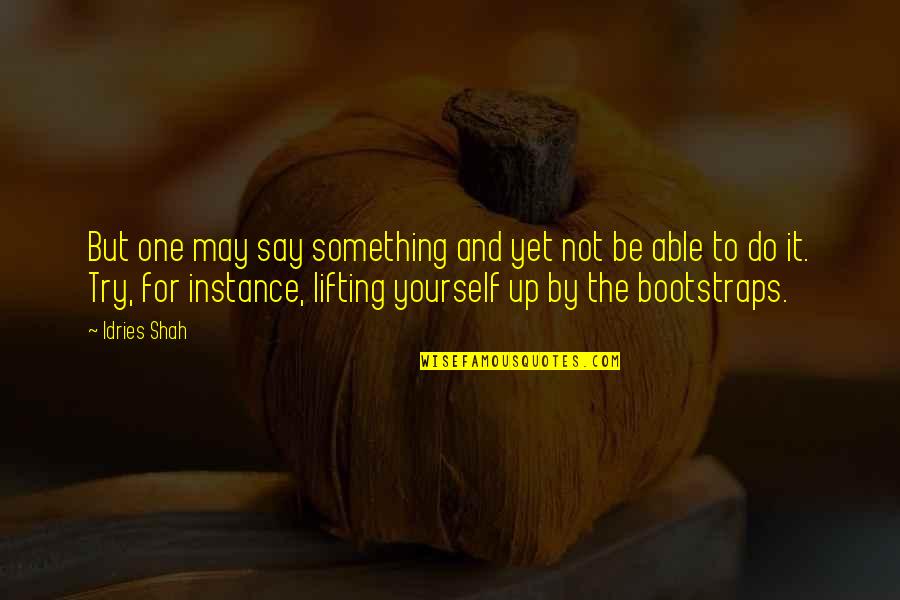 Lifting Yourself Up Quotes By Idries Shah: But one may say something and yet not