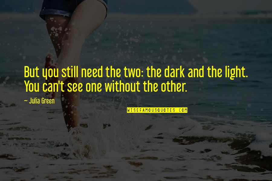 Light And Dark Quotes By Julia Green: But you still need the two: the dark