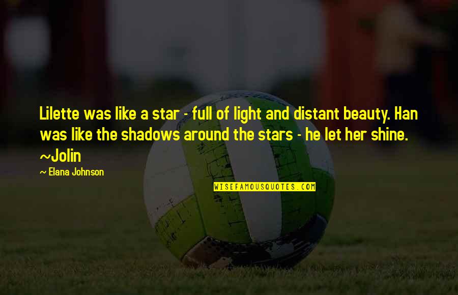 Light And Shadows Quotes By Elana Johnson: Lilette was like a star - full of