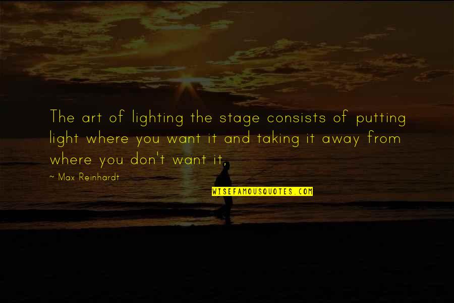 Light Art Quotes By Max Reinhardt: The art of lighting the stage consists of