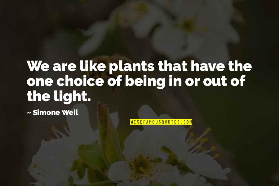 Light Being Quotes By Simone Weil: We are like plants that have the one