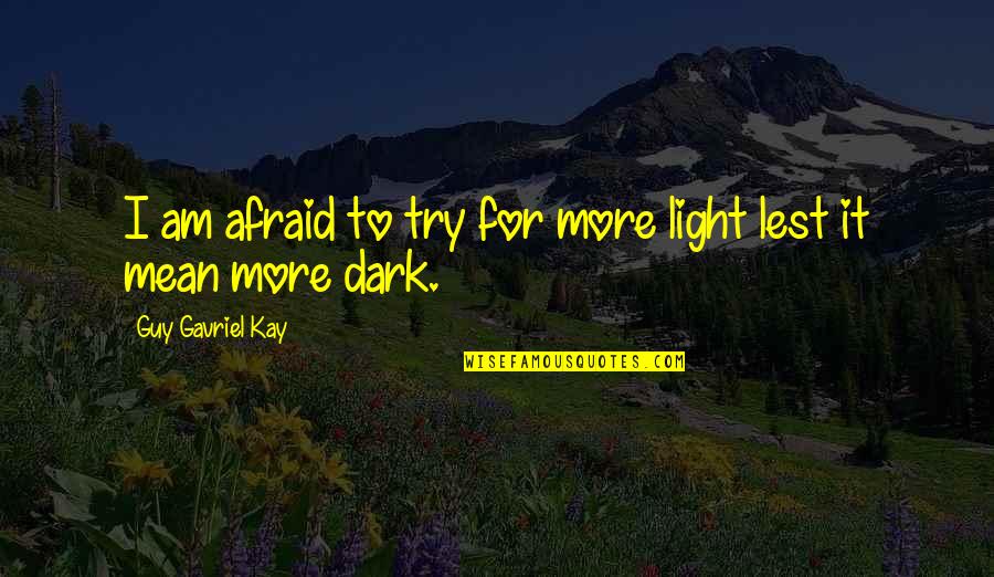 Light & Dark Quotes By Guy Gavriel Kay: I am afraid to try for more light