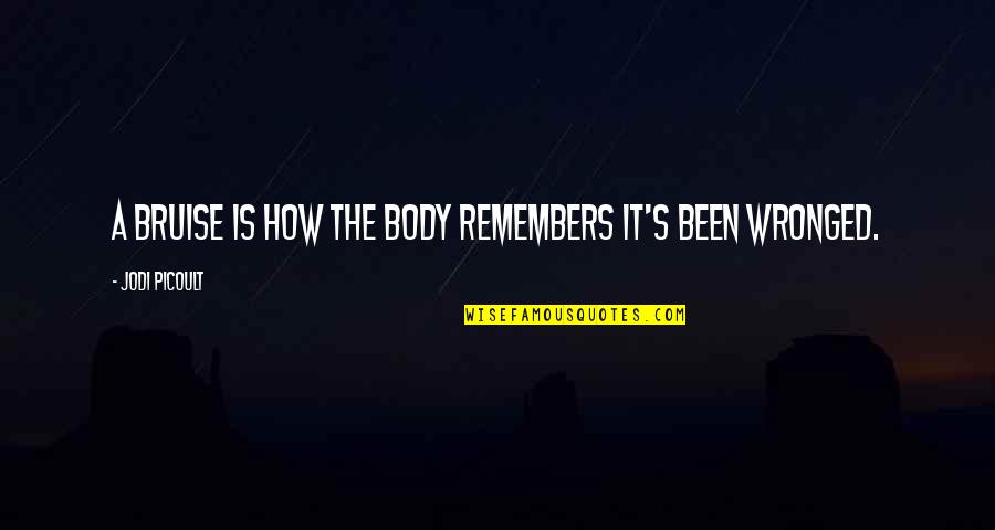 Light Desmond Tutu Quotes By Jodi Picoult: A bruise is how the body remembers it's Light Desmond Tutu Quotes By Jodi Picoult: A bruise is how the body remembers it's
