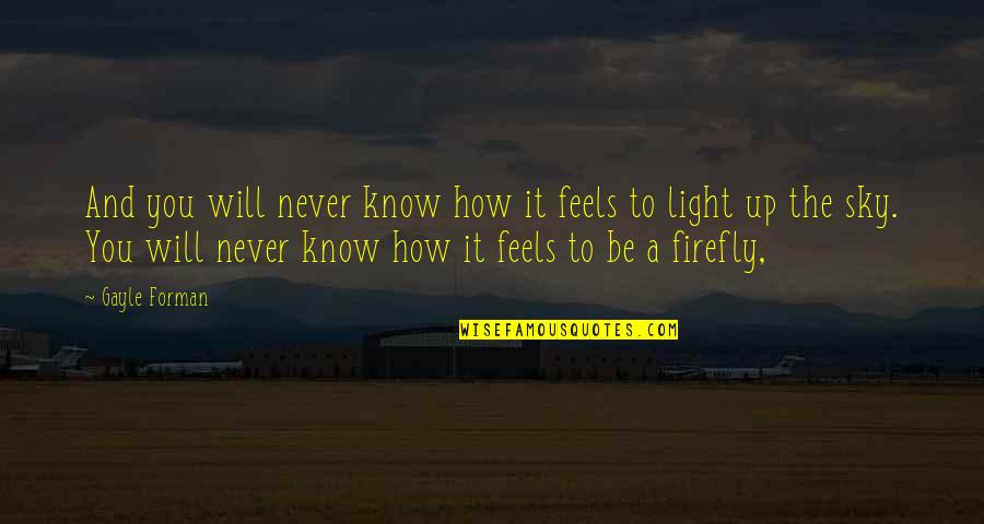 Light From The Sky Quotes By Gayle Forman: And you will never know how it feels