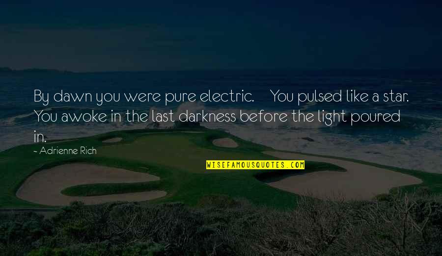 Light In The Darkness Quotes By Adrienne Rich: By dawn you were pure electric. You pulsed