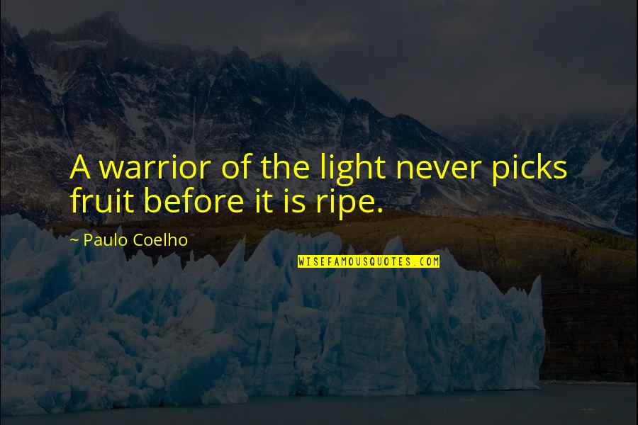 Light Of The Warrior Quotes By Paulo Coelho: A warrior of the light never picks fruit
