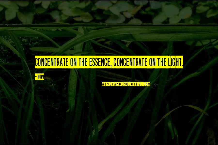 Light On Quotes By Rumi: Concentrate on the Essence, concentrate on the Light.
