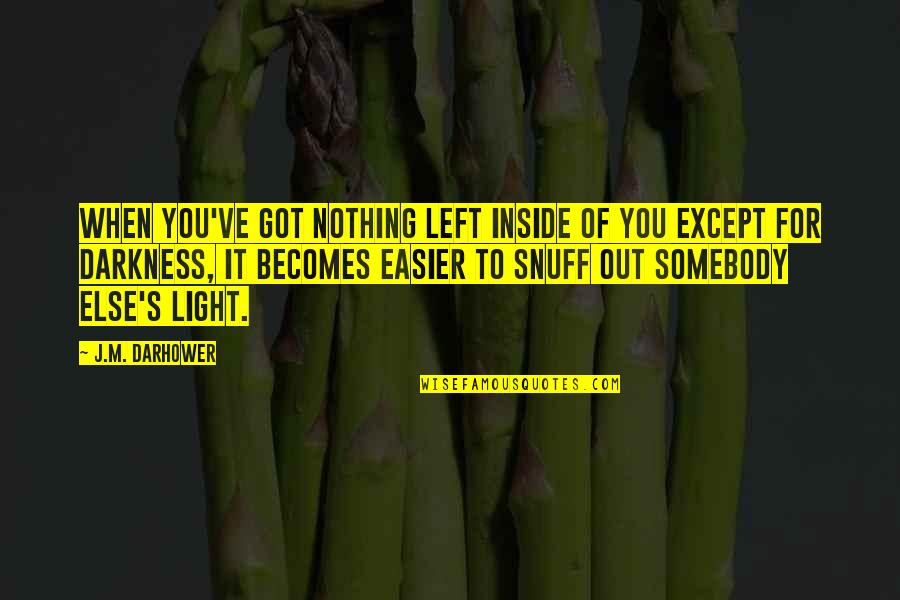 Light Out Of Darkness Quotes By J.M. Darhower: When you've got nothing left inside of you