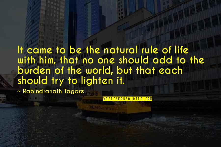Lighten Quotes By Rabindranath Tagore: It came to be the natural rule of