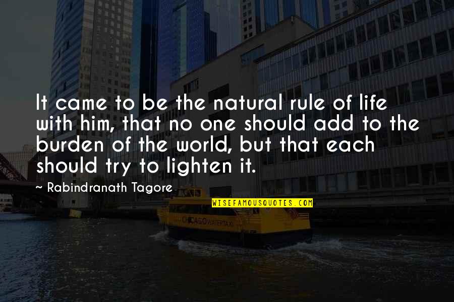 Lighten Up Your Life Quotes By Rabindranath Tagore: It came to be the natural rule of Lighten Up Your Life Quotes By Rabindranath Tagore: It came to be the natural rule of