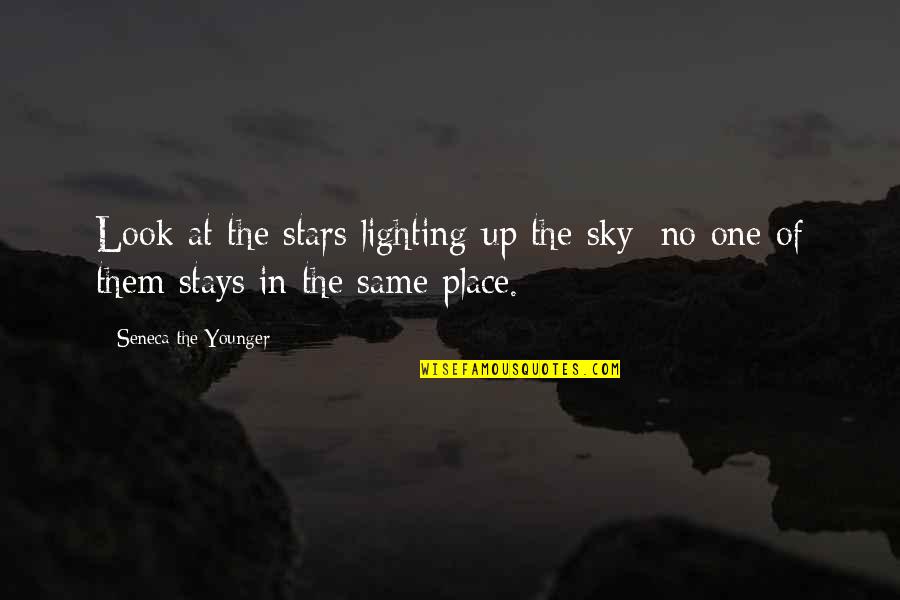 Lighting Quotes By Seneca The Younger: Look at the stars lighting up the sky: