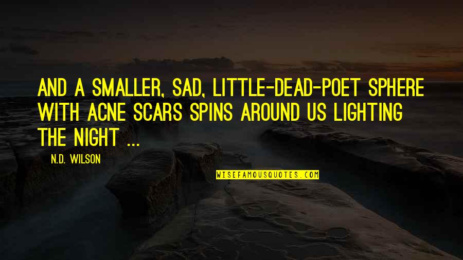 Lighting Up The Night Quotes By N.D. Wilson: And a smaller, sad, little-dead-poet sphere with acne