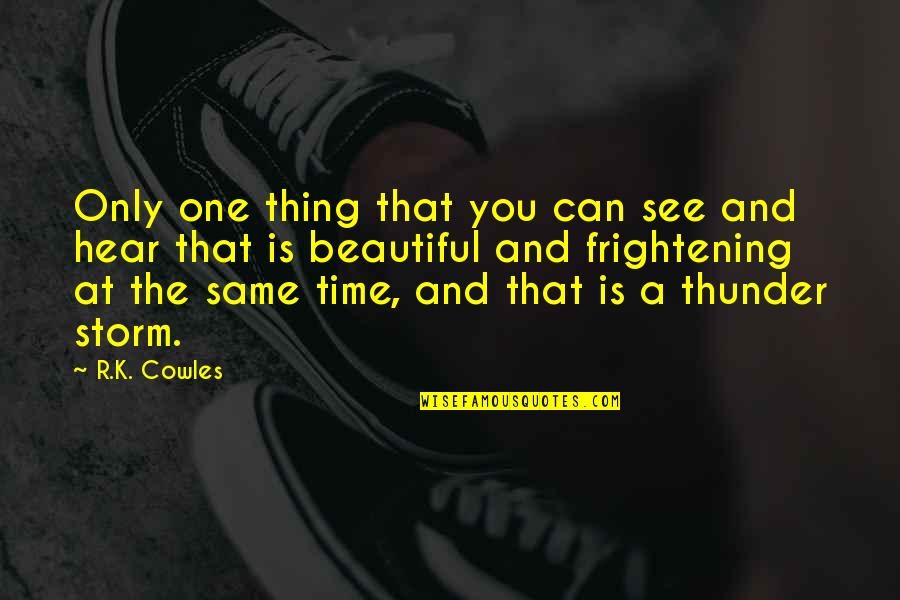 Lightning Quotes By R.K. Cowles: Only one thing that you can see and