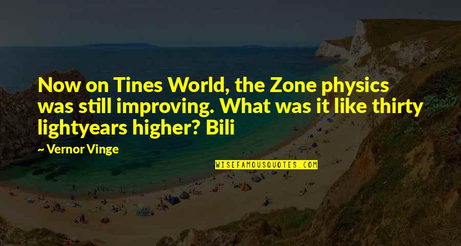 Lightyears Quotes By Vernor Vinge: Now on Tines World, the Zone physics was