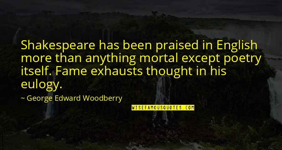 Liiceanu Despre Quotes By George Edward Woodberry: Shakespeare has been praised in English more than Liiceanu Despre Quotes By George Edward Woodberry: Shakespeare has been praised in English more than