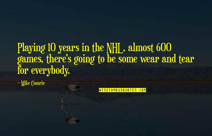 Likas Na Yaman Quotes By Mike Comrie: Playing 10 years in the NHL, almost 600