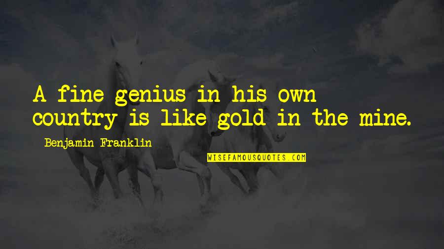 Like A Gold Quotes By Benjamin Franklin: A fine genius in his own country is