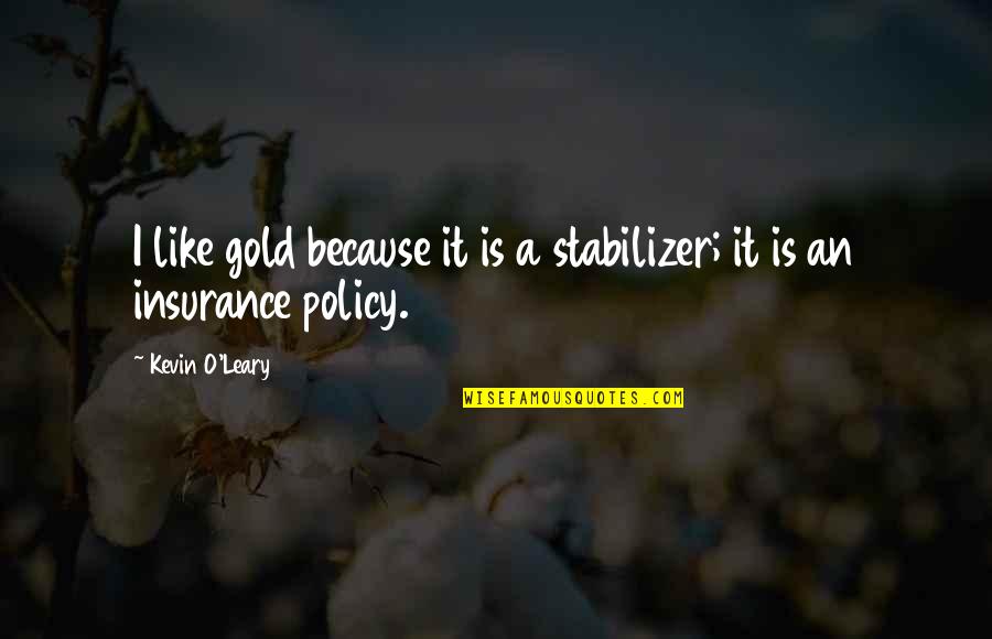 Like A Gold Quotes By Kevin O'Leary: I like gold because it is a stabilizer;