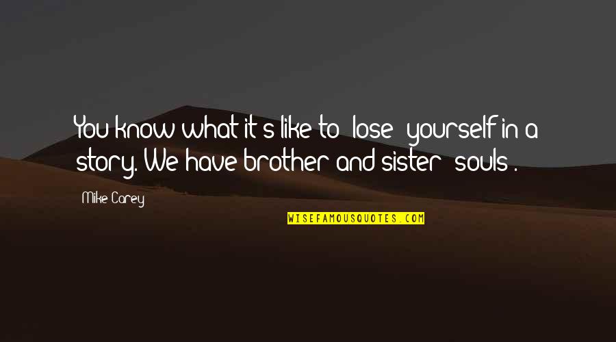 Like Brother Like Brother Quotes By Mike Carey: You know what it's like to *lose* yourself