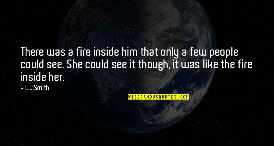 Like Him Quotes By L.J.Smith: There was a fire inside him that only