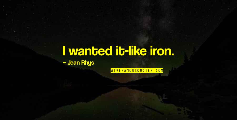 Like Iron Quotes By Jean Rhys: I wanted it-like iron.