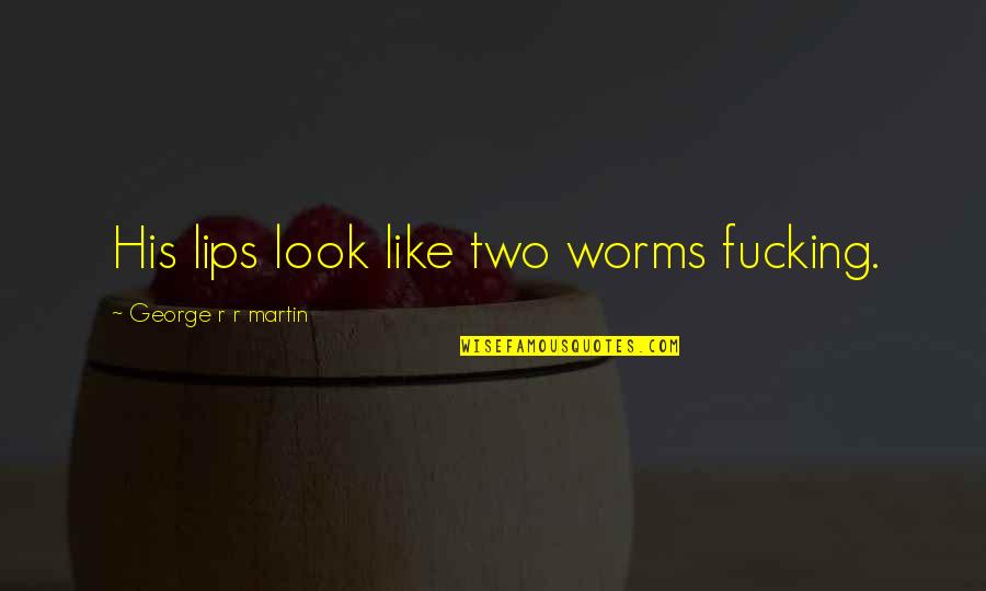 Like-mindedness Quotes By George R R Martin: His lips look like two worms fucking.